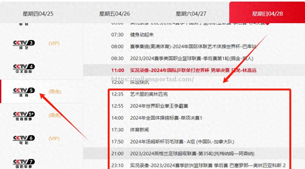电视直播体育频道精彩赛事不容错过